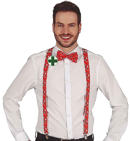 Karneval-Klamotten Kostüm Hosenträger mit Fliege Weihnachten rot Herren, We günstig online kaufen