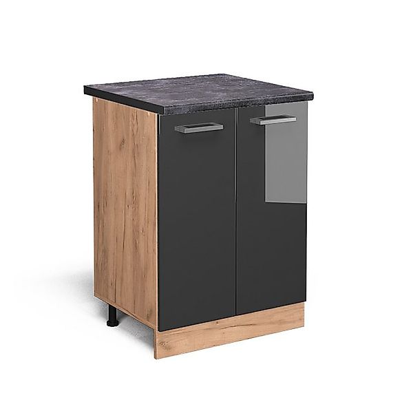 Vicco Küchenunterschrank R-Line Anthrazit Hochglanz/Goldkraft Eiche 60 cm A günstig online kaufen