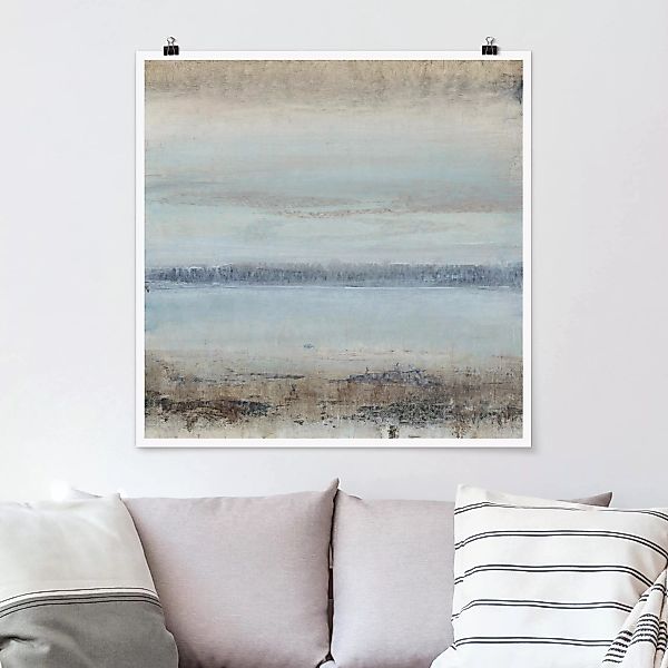 Poster Abstrakt - Quadrat Horizont über Blau II günstig online kaufen