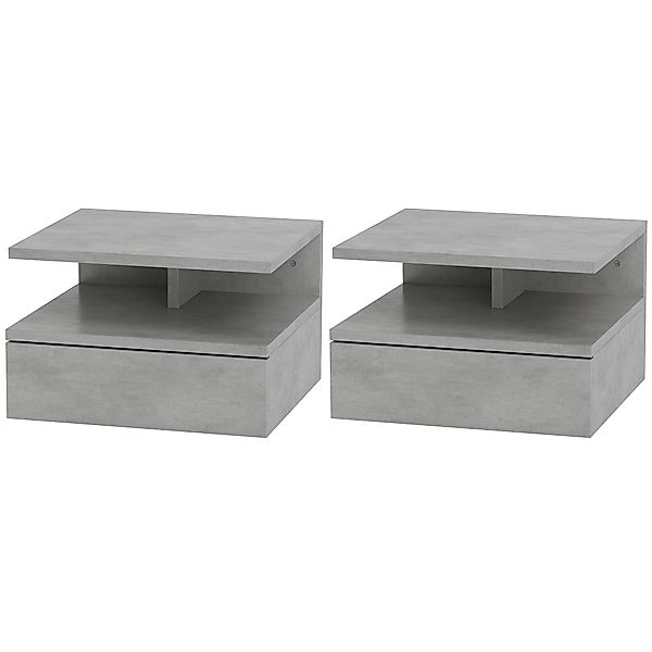 HOMCOM Set mit 2 Modernen Hängenden Nachttischen für Schlafzimmer, Nachttis günstig online kaufen