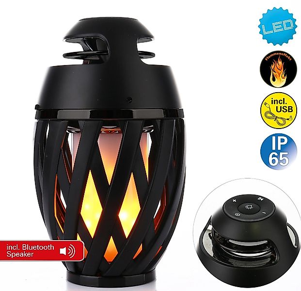 Näve LED-Außentischleuchte Muna mit Bluetooth-Speaker Schwarz Ø 10 cm x 16, günstig online kaufen