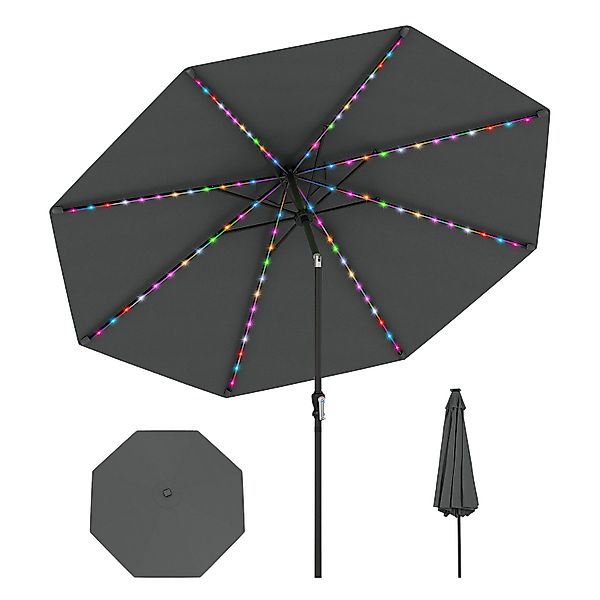 COSTWAY Sonnenschirm 300cm mit LED, Kurbel, günstig online kaufen