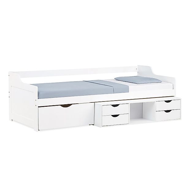 Homestyle4u Ausziehbett 90x200 Kojenbett Kinderbett Weiß Einzelbett Gästebe günstig online kaufen