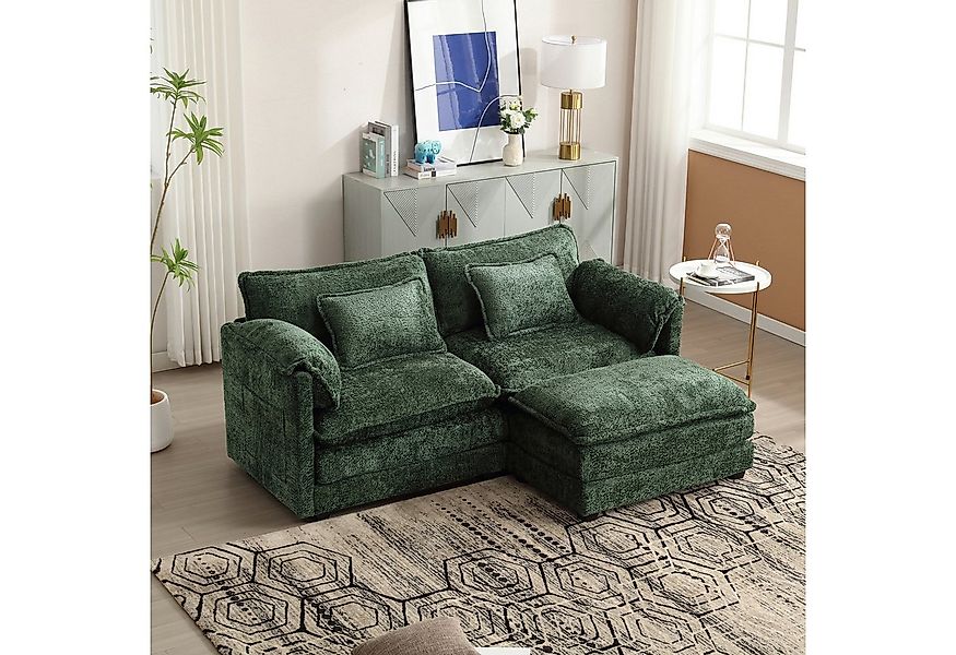 REDOM Sofa Küchensofa, 2-Sitzer-Loungesofa mit Chenille-Stoff & Fußstütze, günstig online kaufen