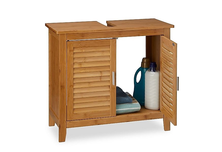 relaxdays Waschbeckenunterschrank LAMELL Bambus günstig online kaufen