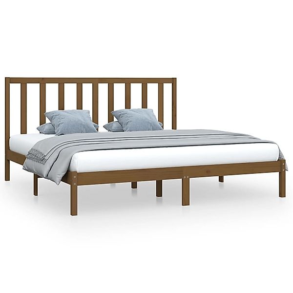 vidaXL Bettgestell Massivholzbett Honigbraun Kiefer 200x200 cm Bett Bettges günstig online kaufen