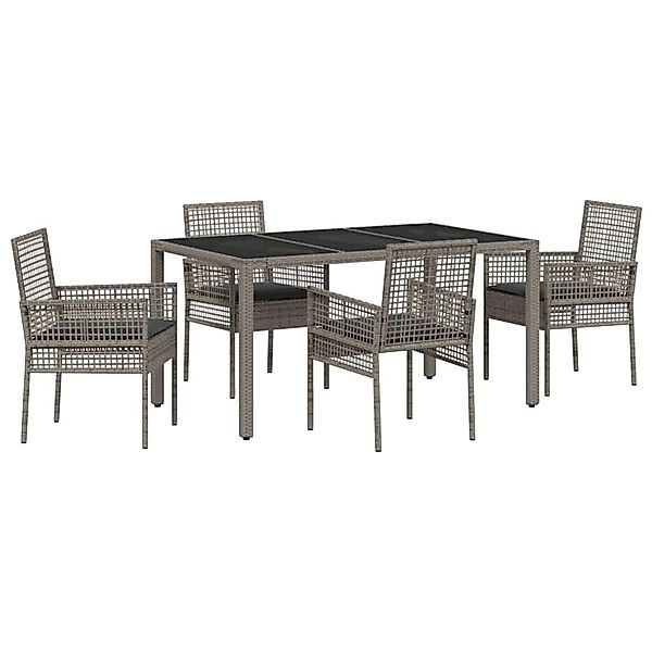 vidaXL Garten Essgruppe 5-Tlg Grau Poly Rattan 3334873 günstig online kaufen
