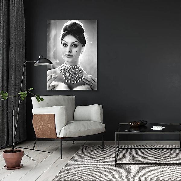 queence Acrylglasbild "Sophia Loren", Schwarz-Weiß-Frau-Stars-Portrait-Foto günstig online kaufen