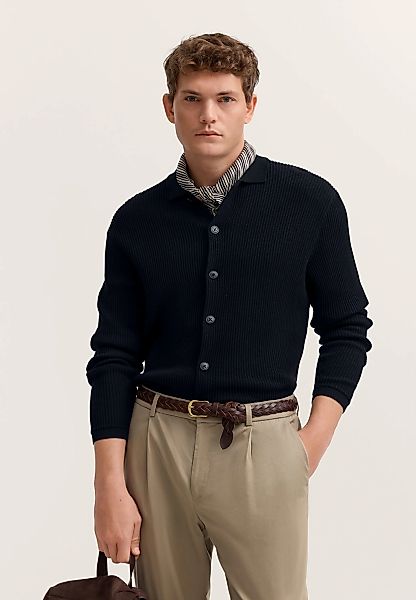 bugatti Strickjacke "Regular Fit" geknöpft mit Polokragen günstig online kaufen