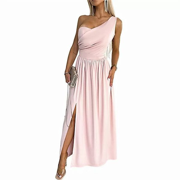RUZU UG Abendkleid Langes Kleid mit One-Shoulder-Schlitz, einfarbig, elegan günstig online kaufen