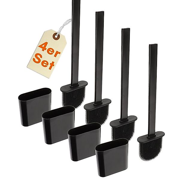GarPet WC-Garnitur 4er Set Klobürste Silikon schwarz Set Wandmontage Toilet günstig online kaufen