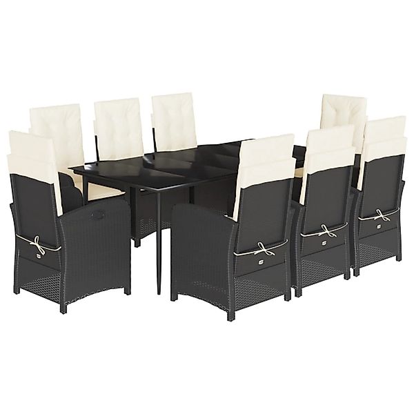 vidaXL 9-Tlg Garten-Essgruppe mit Kissen Schwarz Poly Rattan 3212298 günstig online kaufen