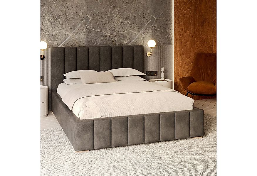 FDM Polsterbett modern mit Bettkasten MADE IN EU - mit hochwertigem Velours günstig online kaufen