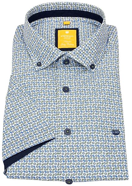 Redmond Kurzarmhemd leicht tailliert Button-Down-Kragen Kontrastknöpfe günstig online kaufen