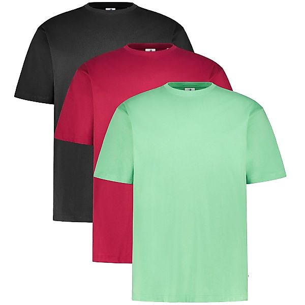 Pfundskerl 3er-Pack Basic-T-Shirt, Rundhals Farbe schwarz/beere/mint Größe: günstig online kaufen