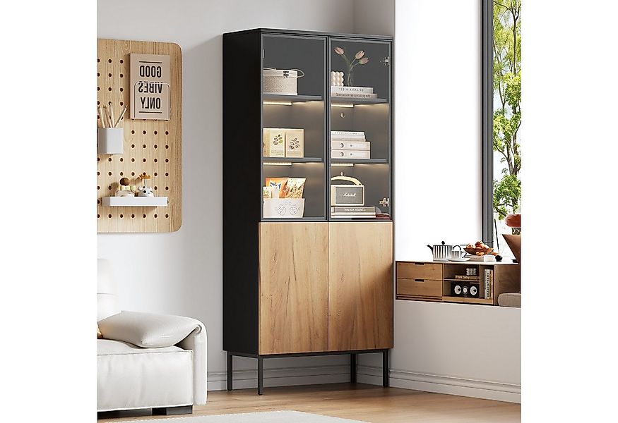 OKWISH Vitrine mit Glastüren (Hochschrank, Standvitrine, Highboard, 1-St., günstig online kaufen
