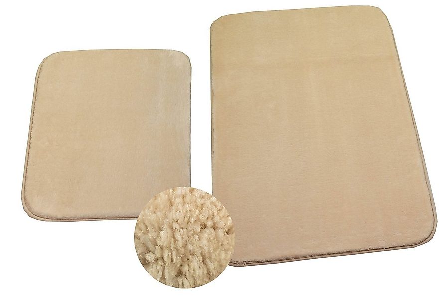 TeppichHome24 Teppich Badteppich WC Set 2 teilig waschbar in beige, rechtec günstig online kaufen