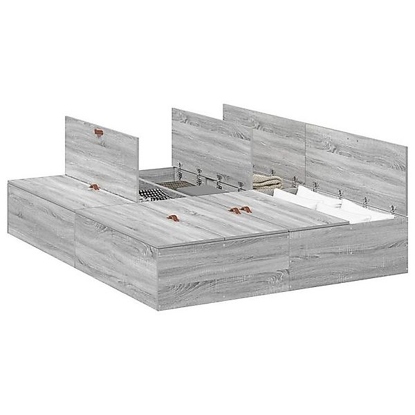 vidaXL Bett Bettgestell mit Stauraum Grau Sonoma 160x200 cm (1-tlg) günstig online kaufen