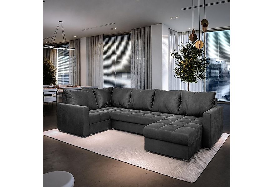 Masseno Ecksofa LORIVO mit Schlaffunktion U-Form, Sofa mit Bettkasten günstig online kaufen