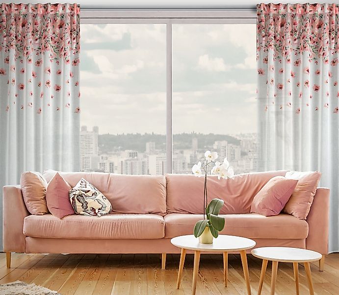 Eurofirany Gardine Landhaus Gardinen mit Blumenmuster günstig online kaufen