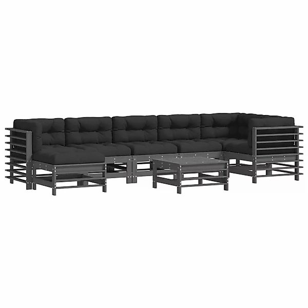 vidaXL 8-tlg Garten-Lounge-Set mit Kissen Grau Kiefernholz Modell 7 günstig online kaufen