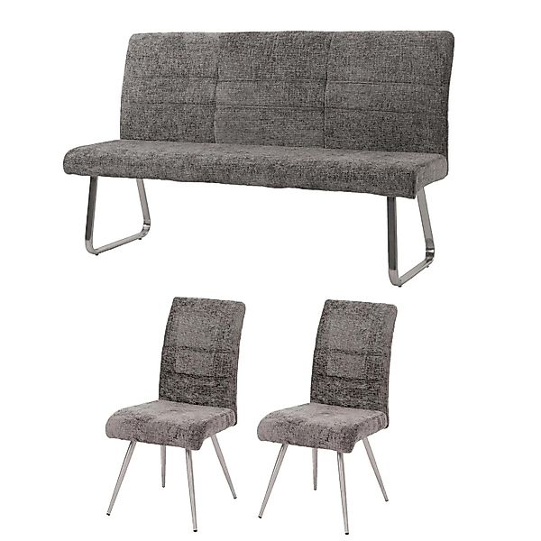 MCW Esszimmer-Set G55  2er-Set Stuhl + Sitzbank 160cm 3-teilig Stoff Chenil günstig online kaufen