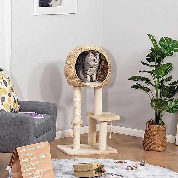 PawHut Kratzbaum mit Katzenhöhle 100H cm Katzennest für kleine Katzen mit B günstig online kaufen