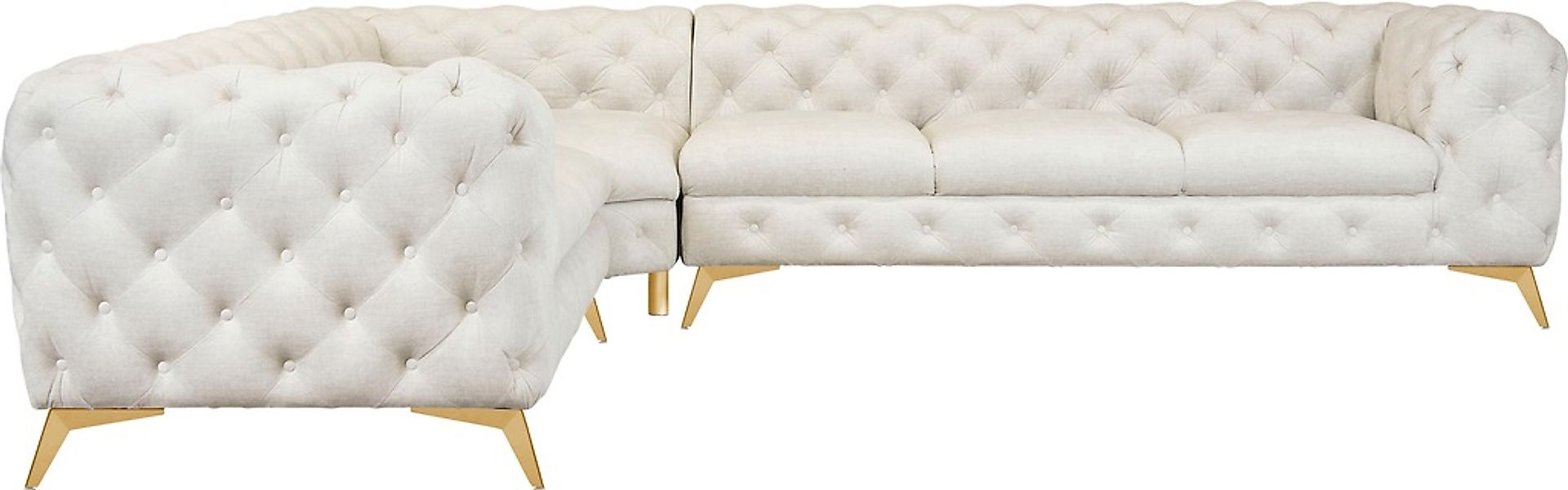 Leonique Chesterfield-Sofa "Ecksofa GLYNIS L-Form mit Wellenunterfederung, günstig online kaufen