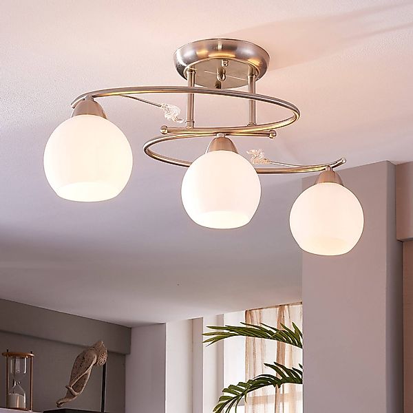 Lindby Deckenleuchte Svean, 3flg., weiß, Glas, Länge 60cm günstig online kaufen