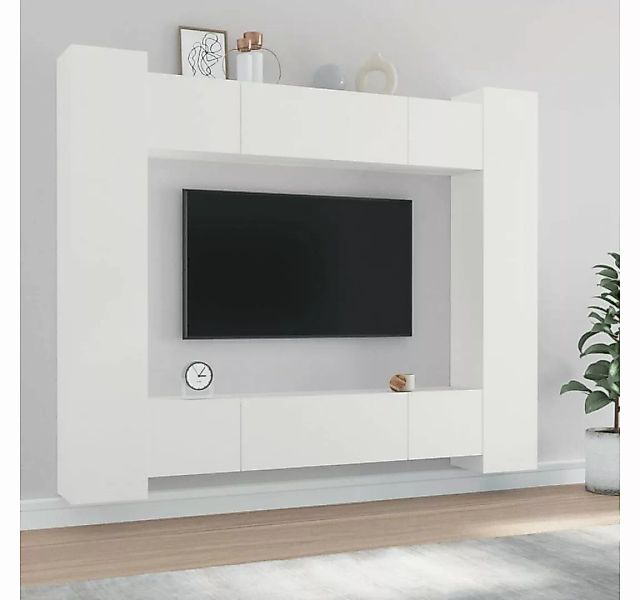 vidaXL TV-Schrank 8-tlg. TV-Schrank-Set Weiß Holzwerkstoff (8-St) günstig online kaufen
