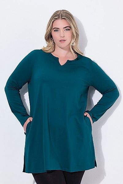 Ulla Popken Longshirt Longshirt A-Linie Tunika-Ausschnitt Langarm günstig online kaufen