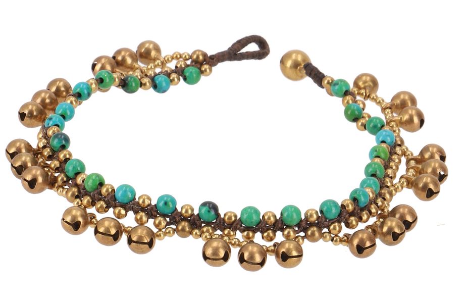 Guru-Shop Fußkette Fußkette Makramee mit Glöckchen, günstig online kaufen