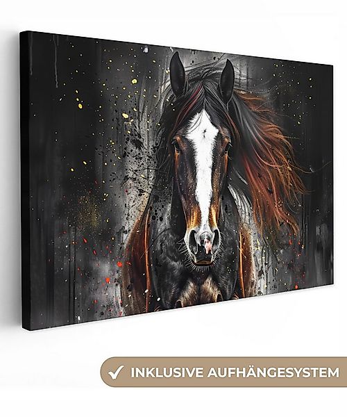 OneMillionCanvasses® Leinwandbild Pferd - Tiere - Schwarz - Luxus - Modern, günstig online kaufen