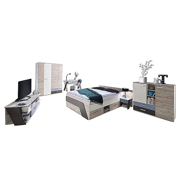 Lomadox Jugendzimmer-Set LEEDS-10, (Sparset, 6-tlg), Sandeiche Nachbildung günstig online kaufen