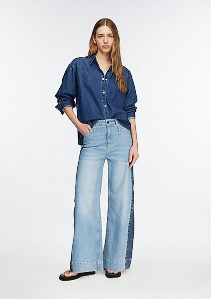 comma Weite Jeans Jeans-Hose Wide-Leg-Denim mit High Rise und Kontraststrei günstig online kaufen
