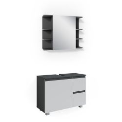 Vicco Badmöbel-Set J-Shape, Weiß/Anthrazit, 2 Teile, günstig online kaufen