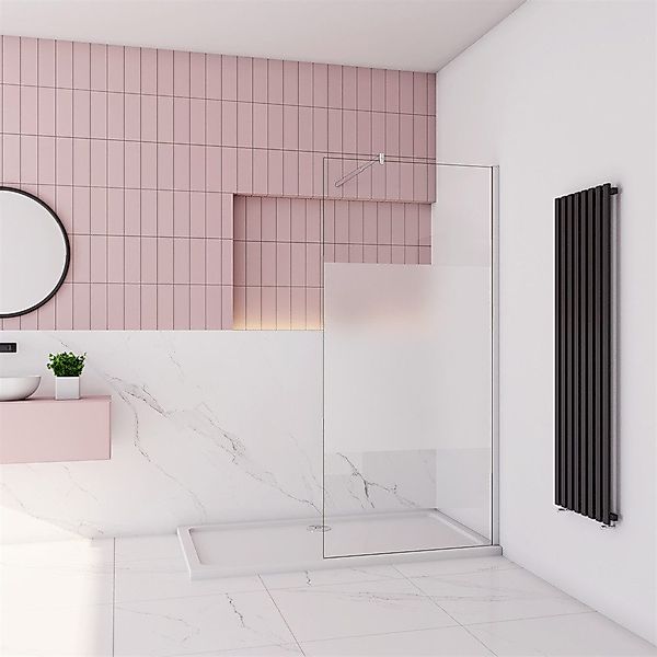 Duschparadies Duschwand 10mm Milchglas Streifen Glas günstig online kaufen