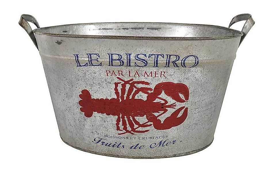 Pflanzgefäß Zinkwanne Hummer Fruit de Mer Vintage Blumenkübel Zink 37x28cm günstig online kaufen