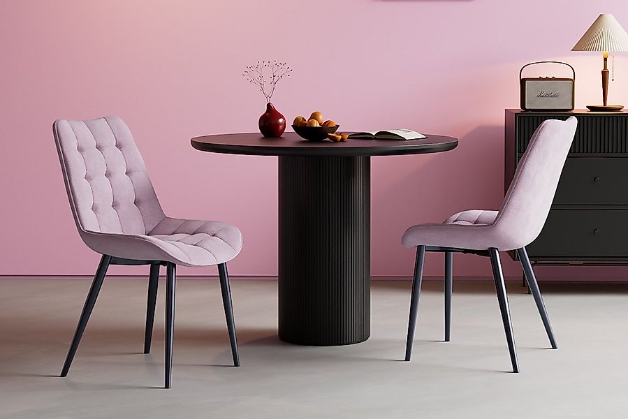 HOMAVO Esszimmerstuhl Stuhlset – Polsterstühle, Samt oder Webstoff, Metall- günstig online kaufen