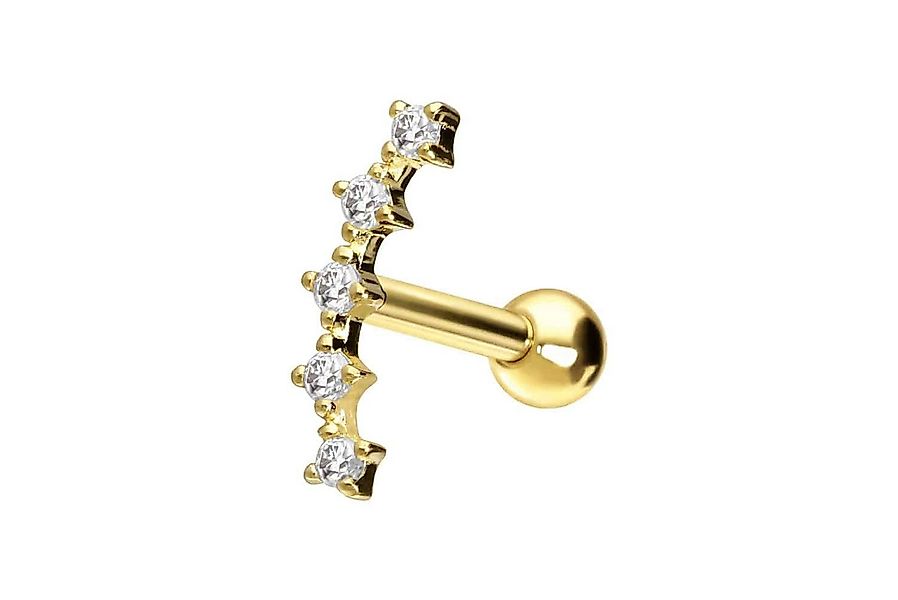 PIERCINGLINE Piercing-Set 14/18 Karat Gold Ohrpiercing 5 EINGEFASSTE MOISSA günstig online kaufen