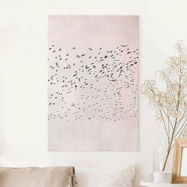 Leinwandbild Vogelschwarm im Sonnenuntergang günstig online kaufen