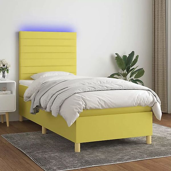 Vidaxl Boxspringbett Mit Matratze & Led Grün 100x200 Cm Stoff günstig online kaufen