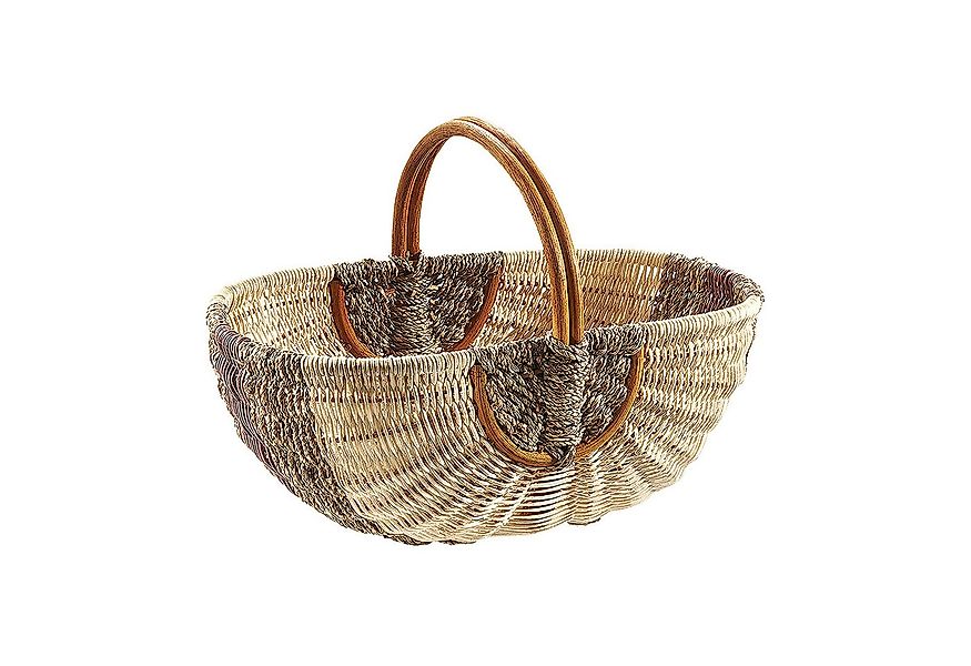 Kobolo Einkaufskorb Rattankorb natur mit braunem Seegras, 8 l günstig online kaufen