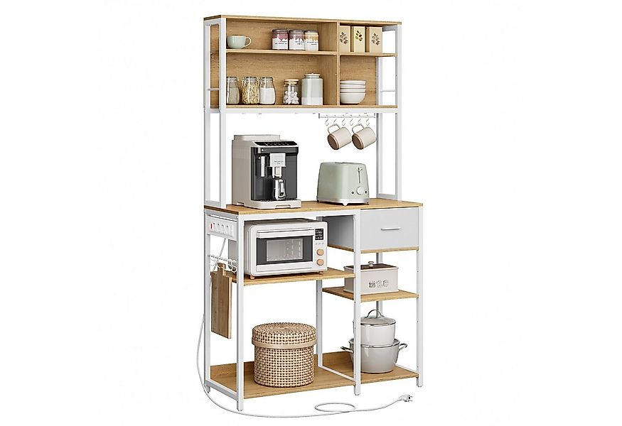VASAGLE Standregal, Küchenregal mit Steckdosen, verstellbaren Ablagen günstig online kaufen