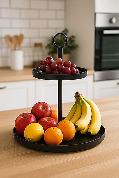 MF Dekoetagere Etagere Mavira Schwarz 2-stöckig Metall Rund 30 cm günstig online kaufen