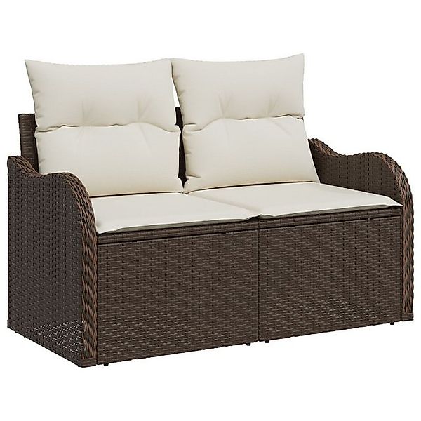 vidaXL Loungesofa 2-Sitzer Garten-Sofa mit Stauraum & Kissen Braun Poly-Rat günstig online kaufen