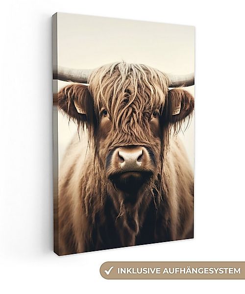 OneMillionCanvasses® Leinwandbild Schottische Highlander - Hörner - Landsch günstig online kaufen