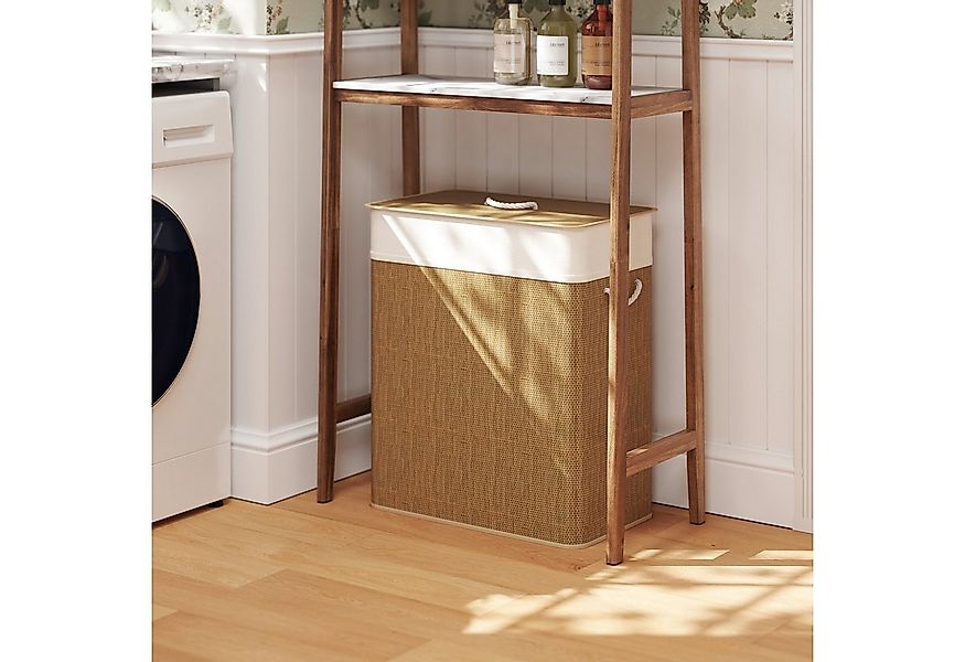 HOMCOM Wäschekorb mit Deckel, Seilgriffen, herausnehmbarer Wäschesack (Wäsc günstig online kaufen