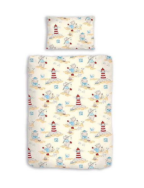 DOBNIG Babybettwäsche Renforcé Kinderbettwäsche 2tlg. 100x135 cm Leuchtturm günstig online kaufen