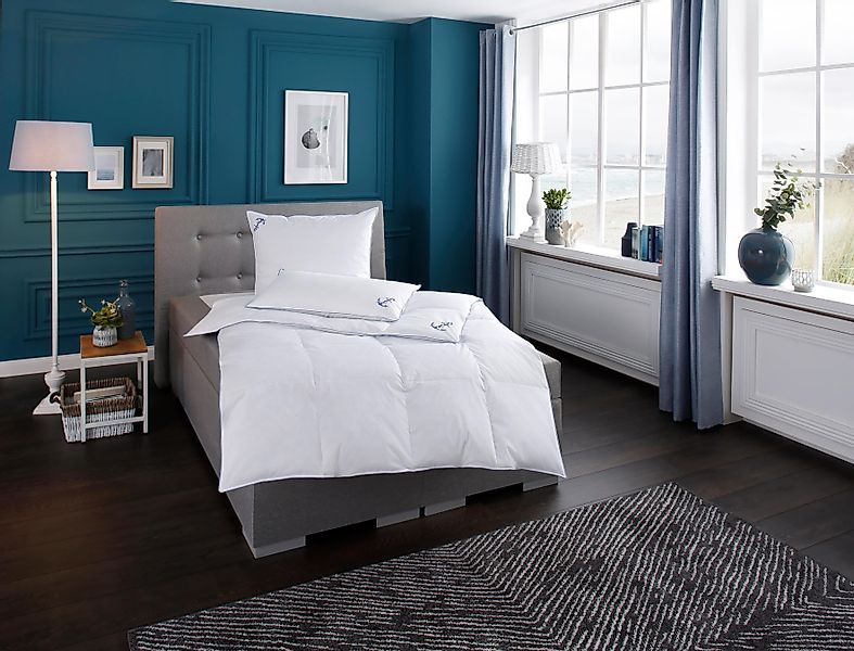 RIBECO Federbettdecke »Anker« normal Füllung Federn & Daunen Bezug Baumwoll günstig online kaufen